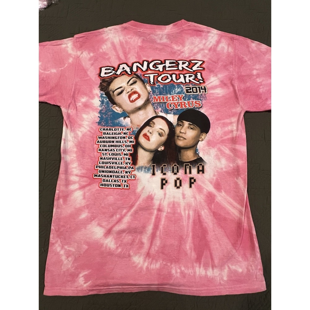 miley cyrus bangerz tour 2014 Tie Dyed T Shirt Hanes Medium - Picture 7 of 8
